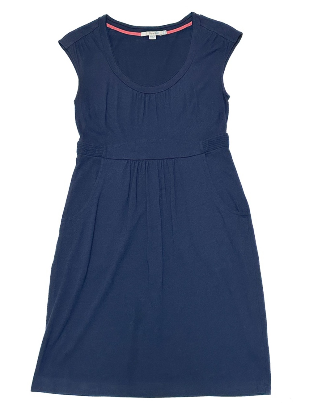 Boden Weekend Margot Jersey Scoopneck Dress Navy Side Pocket Stretch Knit Sheath
